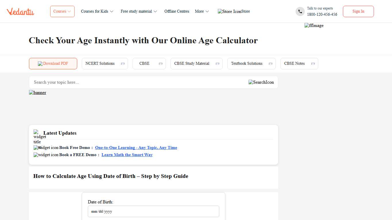 Age Calculator – Find Your Exact Age Online by Date of Birth